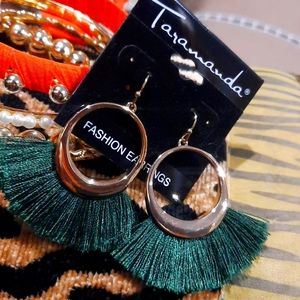 Evergreen fan shaped earrings
